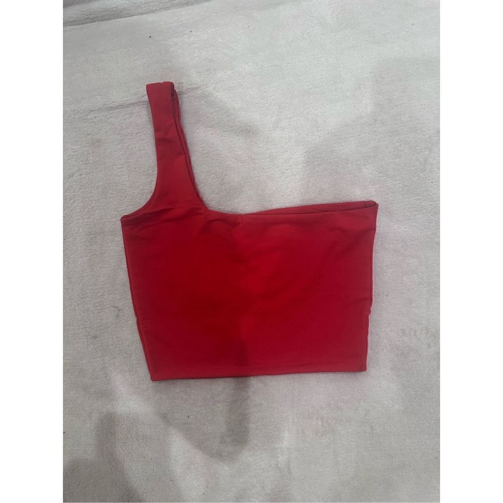 3 top bundle one shoulder tank cropped in green red and orange size S